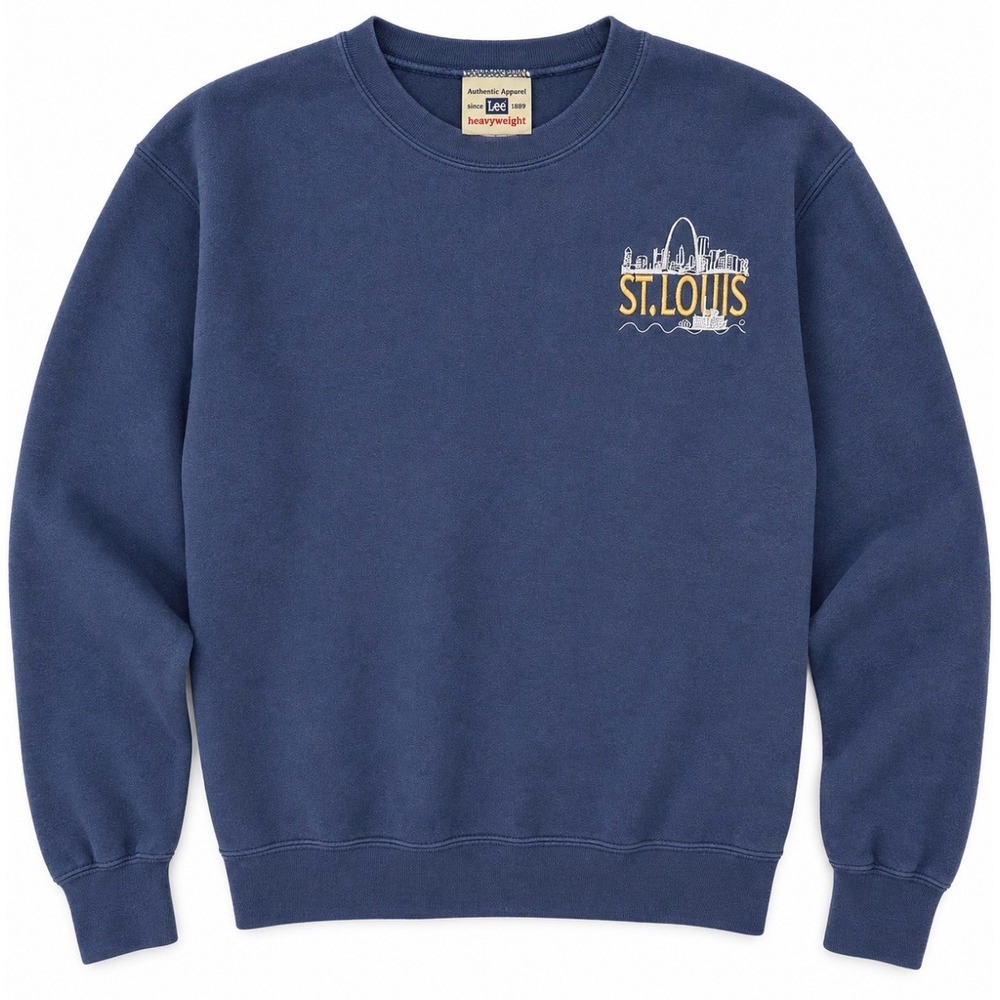 Lee Sweatshirt Adult S Navy Blue St. Louis Skyline Heavyweight Crewneck